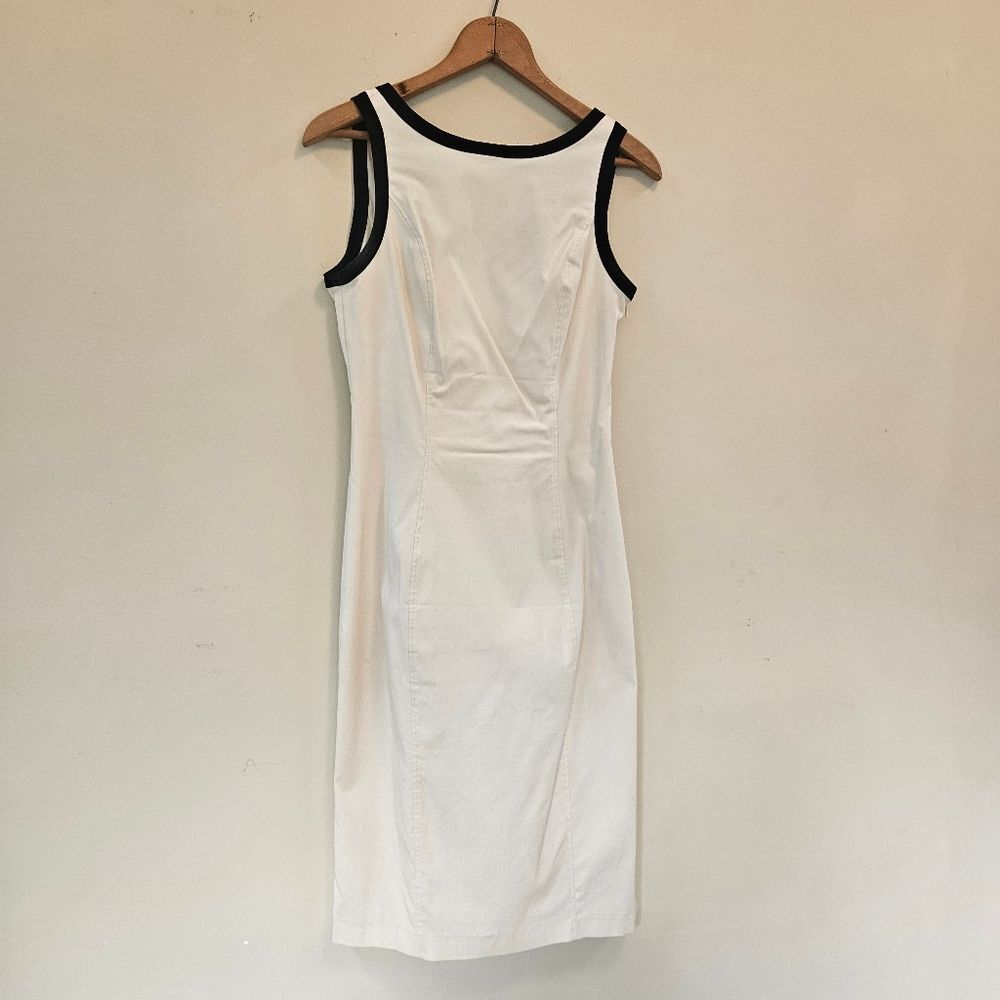 Express Stretch Bodycon Dress Size 5/6 Ivory With Black Trim and V-back